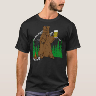 Bear with beer campfire camping gift T-Shirt