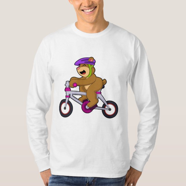 Bear with Bicycle & Helmet T-Shirt (Front)