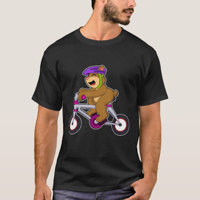 Bear with Bicycle & Helmet T-Shirt (Front)