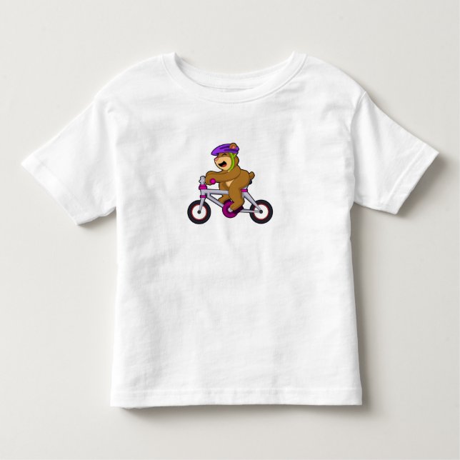 Bear with Bicycle & Helmet Toddler T-Shirt (Front)