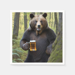 Bear with Birthday Beer Napkin