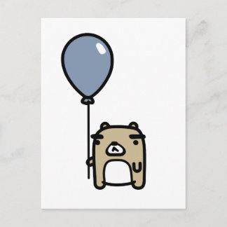 Bear With Blue Balloon Postcard