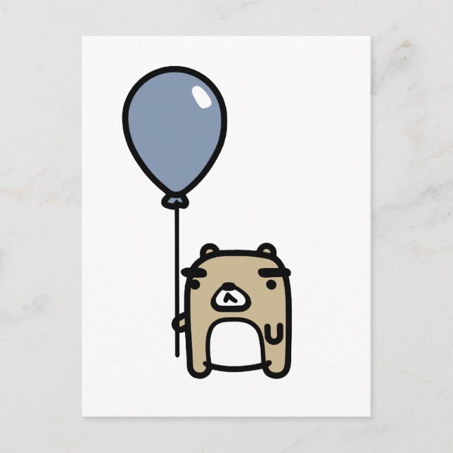 Bear With Blue Balloon Postcard (Front)