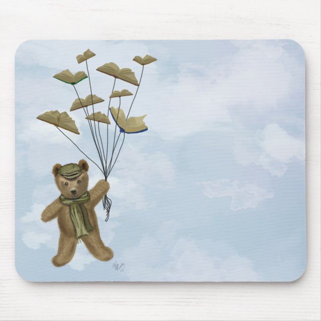 Bear with Book Butterflies 3 Mouse Pad (Front)