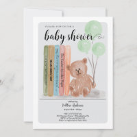 Bear with Books Bearly Wait Green Baby Shower