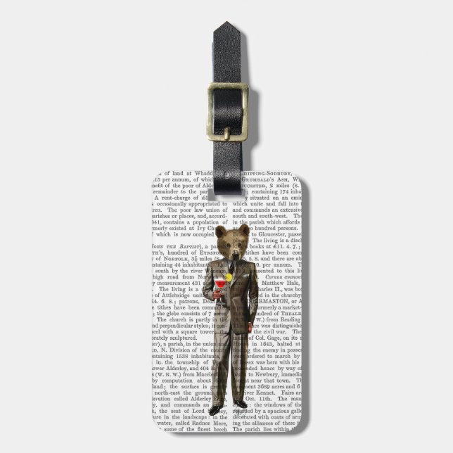 Bear with Cocktail Luggage Tag (Front Vertical)