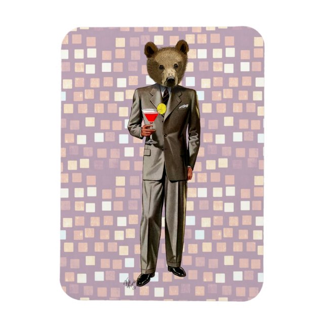 Bear With Cocktail Magnet (Vertical)