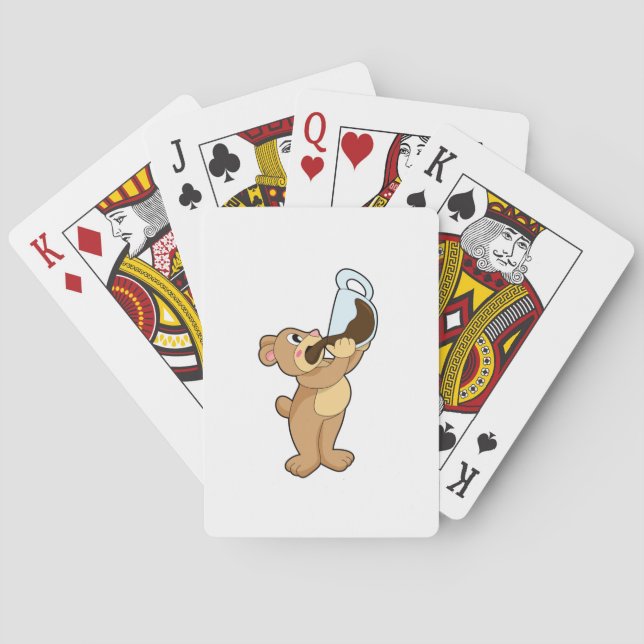 Bear with Coffee Cup Playing Cards (Back)