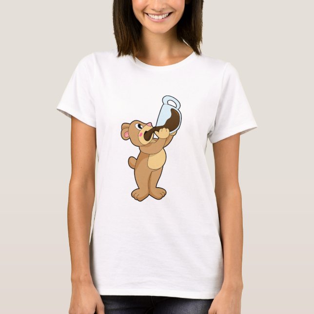 Bear with Coffee Cup T-Shirt (Front)