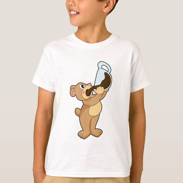 Bear with Coffee Cup T-Shirt (Front)