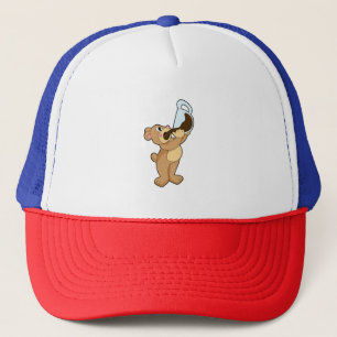 Bear with Coffee Cup Trucker Hat