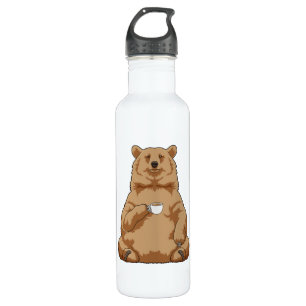 Bear with Cup of Coffee 710 Ml Water Bottle