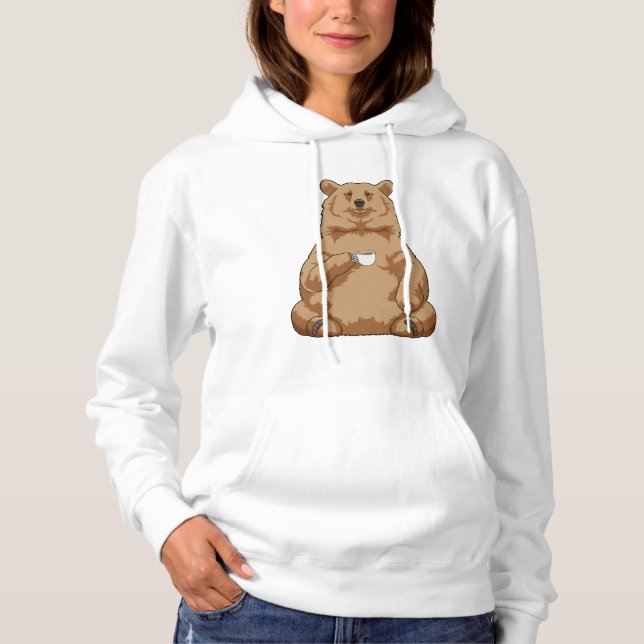 Bear with Cup of Coffee Hoodie (Front)