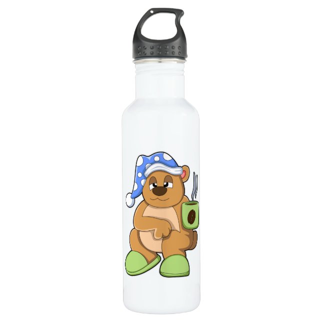 Bear with Cup of Coffee & Sleepyhead 710 Ml Water Bottle (Front)
