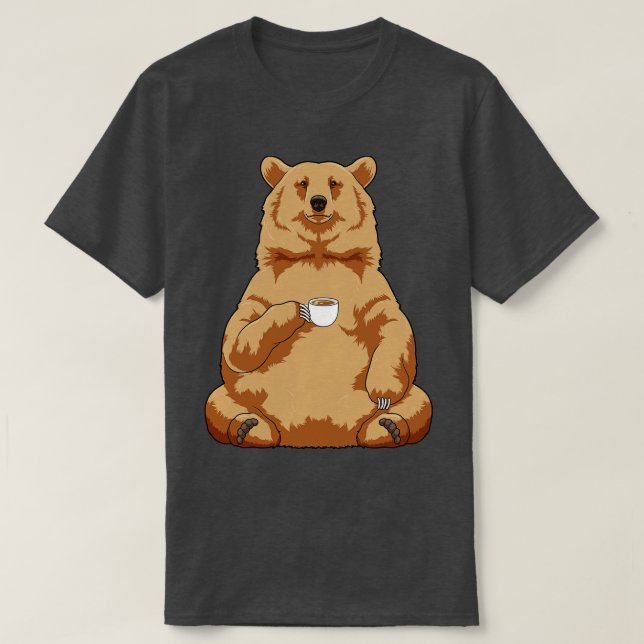 Bear with Cup of Coffee T-Shirt (Design Front)