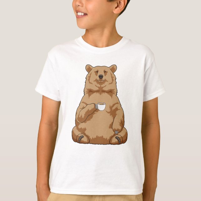 Bear with Cup of Coffee T-Shirt (Front)
