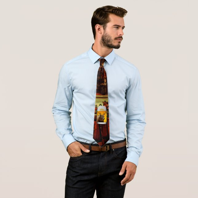 Bear With Deer Horns Beer Mug Pub Owner Cool Funny Tie (In Situ)
