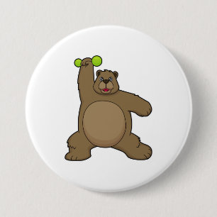 Bear with Dumbbell at Yoga Fitness 7.5 Cm Round Badge