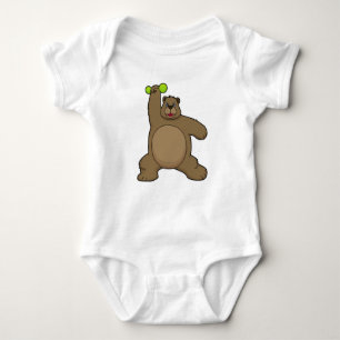 Bear with Dumbbell at Yoga Fitness Baby Bodysuit