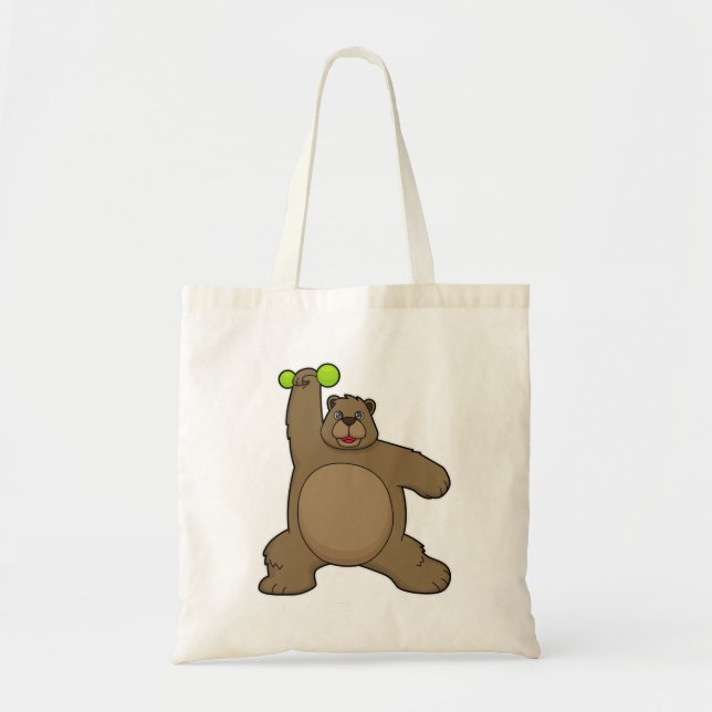 Bear with Dumbbell at Yoga Fitness Tote Bag (Front)