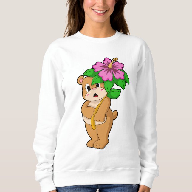 Bear with Flower Hibiscus Sweatshirt (Front)