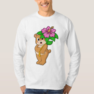Bear with Flower Hibiscus T-Shirt