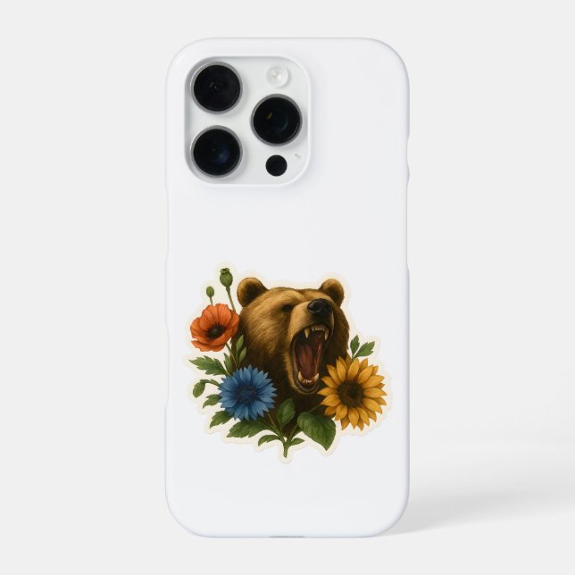 Bear with Flowers iPhone Case (Back)