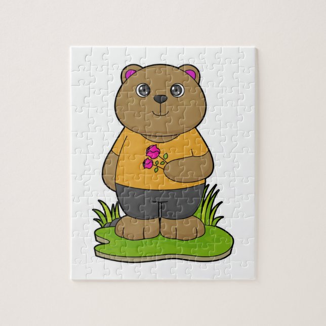Bear with Flowers Jigsaw Puzzle (Vertical)