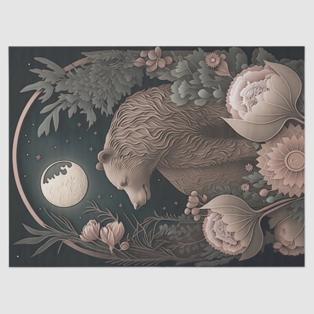 Bear With Flowers Tissue Paper (Front)