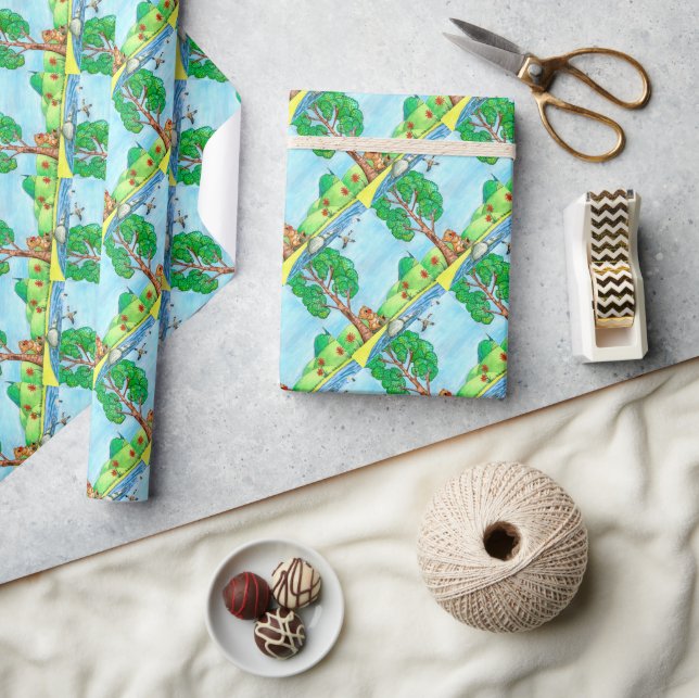 "Bear with Flowers" Wrapping Paper (Crafts)