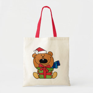 Bear With Gift Christmas Holiday Tshirts and Gifts Tote Bag