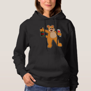 Bear With Glass Of Wine & Bottle Wine Hoodie