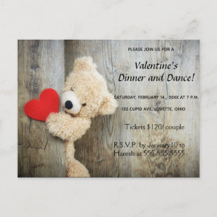 Bear With Heart Valentine's Day Invitation Card