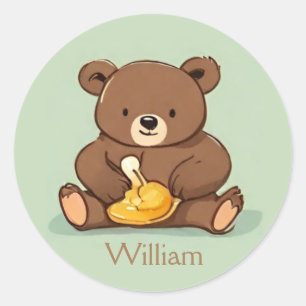 Bear with Honey Jar Sticker Envelope Favor Tag