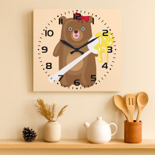 Bear With Honey Large Clock