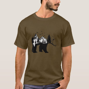 Bear with Mountains and Forests - Wildlife - Natur T-Shirt