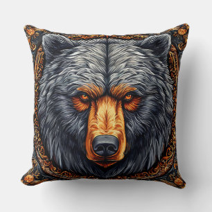 Bear with Ornate Floral Decor Cushion