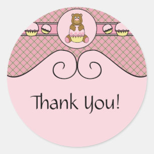 Bear With Pink Cupcake Pink Waffle Cone Sticker