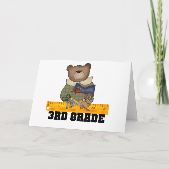 Bear With Ruler 3rd Grade Card (Front)