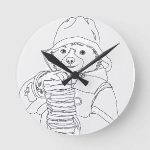 Bear with Sandwiches Round Clock