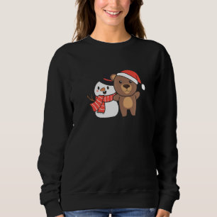 Bear With Snowman In Winter For Christmas   Sweatshirt