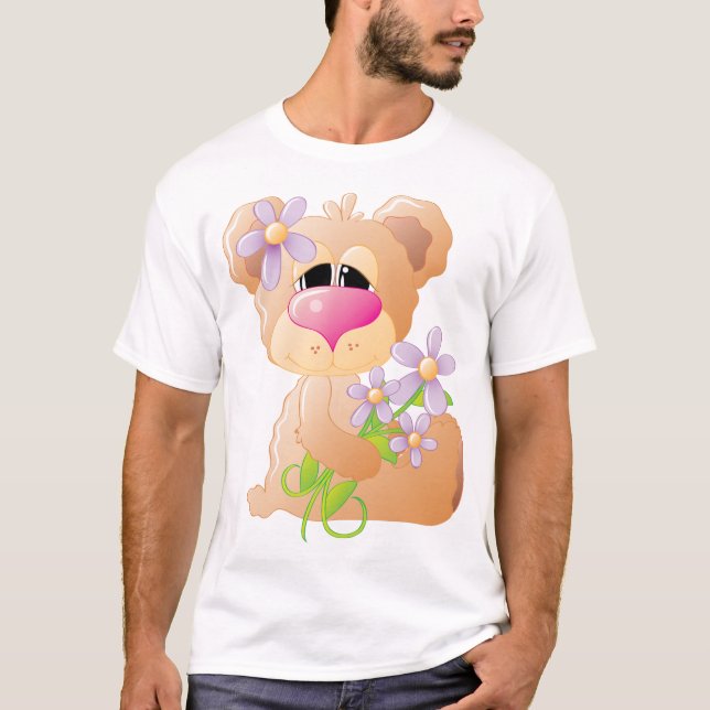 Bear With Sunshine Flowers T-Shirt (Front)