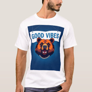 Bear With Vibrant Colours and Good Vibes Text T-Shirt