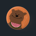 Bear with watermelon 3 cm round badge<br><div class="desc">Vintage style badge with a bear and Watermelon</div>