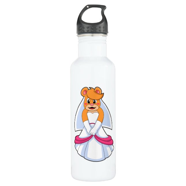 Bear with Wedding dress & Veil 710 Ml Water Bottle (Front)