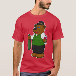 Bear with Wine glass Wine bottle T-Shirt