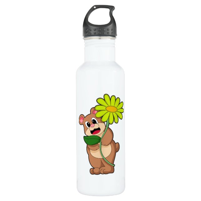 Bear with yellow Flower 710 Ml Water Bottle (Front)