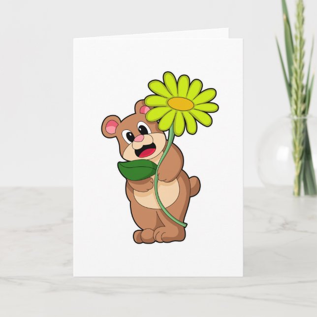 Bear with yellow Flower Card (Front)