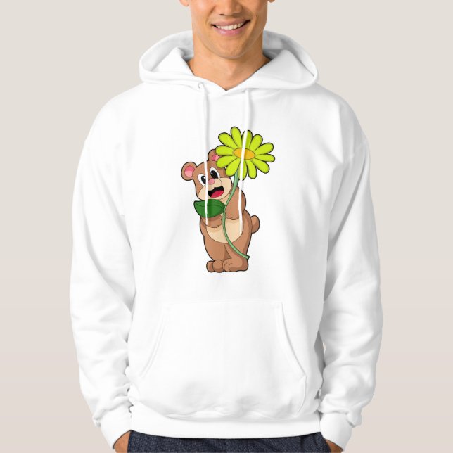 Bear with yellow Flower Hoodie (Front)
