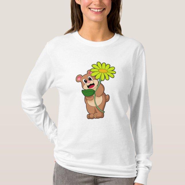 Bear with yellow Flower T-Shirt (Front)